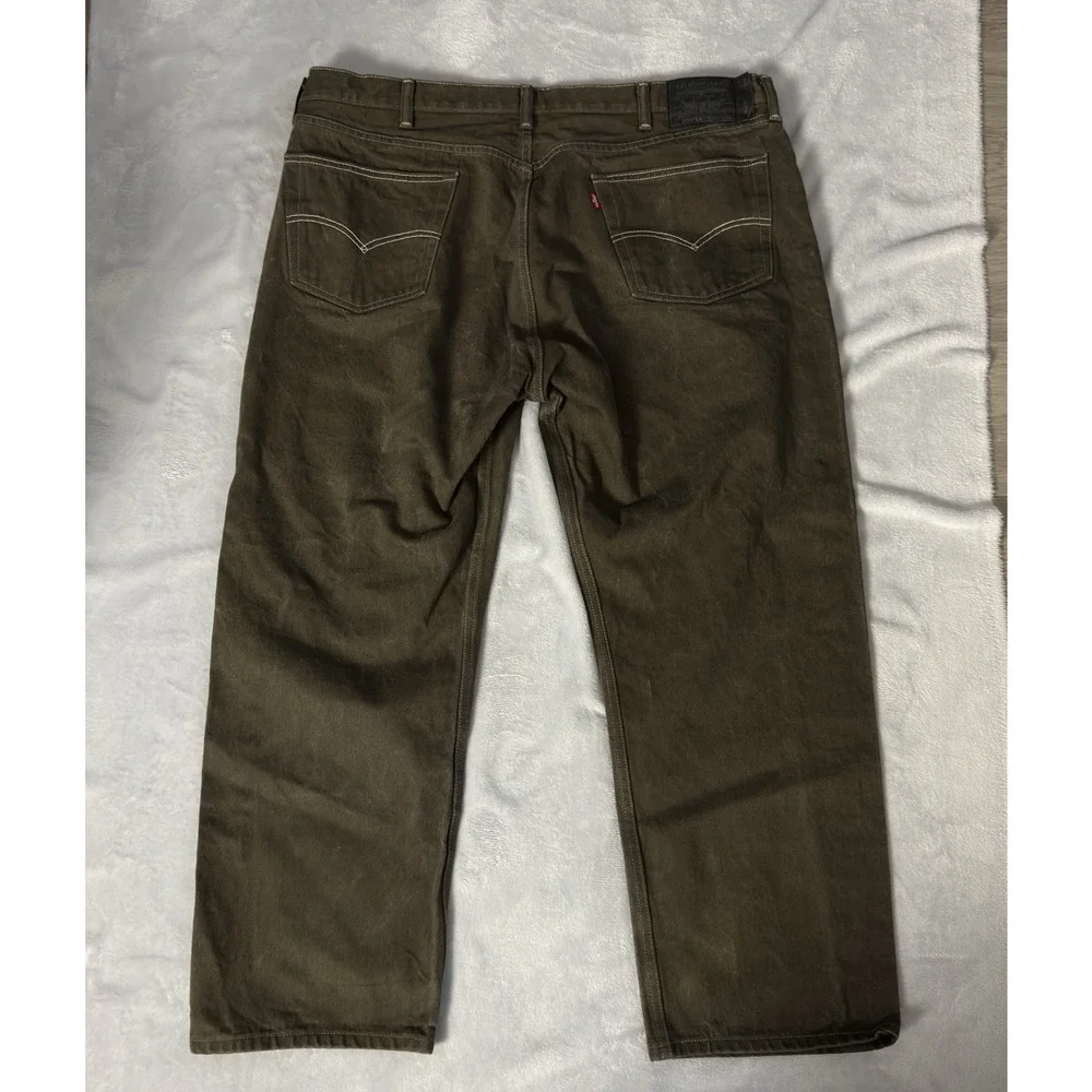Levis 501 Straight Fit Jeans Mens 40x30 Olive‎ Green 100% Cotton Button Fly